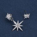 wholesale S925 Sterling Silver Trendy Adjustable Asymmetric Octagram Full Diamond Cross Earrings with Fringe AB Style Ear Jewelry-0-1