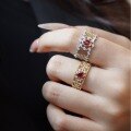 wholesale S925 Sterling Silver Red Elk All-Over Body French Retro Palace Style Versatile Ring Fashion Statement Ring Niche Women's Ring-0-3