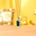 wholesale 18k Gold Plated S925 Silver New 10ct Lab-Created Emerald 10*14mm Small Octagon Necklace-0-2