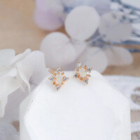 wholesale S925 Silver Plated 14K Gold Australian Opal Earrings with Fashion-Forward Minimalist Snowflake Design by Dunli Jewelry-Natural Australian Opal Earrings 925 Silver