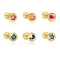 wholesale S925 Silver Gold Plated Round Diamond Stud Earrings, Cute Marine Animal Series, Sweet and Edgy Style-0-4