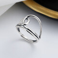 wholesale S925 Sterling Silver Double-Layer Irregular Cross Ring Ins Versatile Light Luxury Minimalist Index Finger Ring for Women-0-0