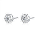 S925 Sterling Silver Round Hip-Hop Moissanite Stud Earrings-0-3