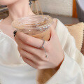 wholesale S925 Sterling Silver Minimalist Pig Nose Tassel Chain Adjustable Sliding Ring Korean Simple Style-0-2