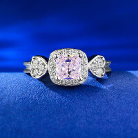 wholesale S925 Sterling Silver 5*5mm Round Cushion Cut Paraiba Stone Fashionable Luxe-Set Ring for Women-R901 Pink Diamond No. 8