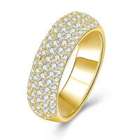 Metal Multi-Round Diamond Ring Fashion High-End Minimalist Stackable Band Wholesale-Multi-diamond round ring [K yellow]  US size 8