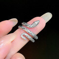 wholesale S925 Sterling Silver Aloof Style Spirit Snake Ring for Women, Small Niche Design, Ins Light Luxury Index Finger Ring with a Personalized and High-End Feel-0-5