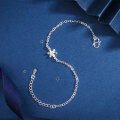 wholesale S925 Silver Wholesale Korean Fashion Double Layer Leaf Surface Geometric Chain Flower Bracelet for Women-0-6