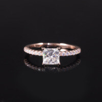 wholesale 9/10/14/18k Gold High-End Square D Color 1 Carat Moissanite Ring with Certificate-9k Gold Moissanite Ring  US Size 7