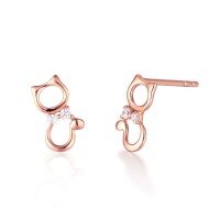 wholesale 18K Rose Gold New Cute Sweet Diamond Stud Earrings for Women, Fashionable Little Chic Style 9K Gold Moissanite Earrings Ins-9K Rose Gold-Moissanite