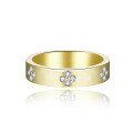 wholesale 18k Gold Plated S925 Silver 15mm Moissanite Clover Engagement Ring Set for Women Stackable-0-0