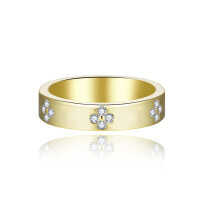 wholesale 18k Gold Plated S925 Silver 15mm Moissanite Clover Engagement Ring Set for Women Stackable-Ring US size 5