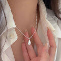 wholesale S925 Sterling Silver Minimalist Light Luxury Round Bead Drop Necklace for Women, Korean High-End Versatile Collarbone Chain-0-2
