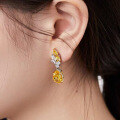 wholesale Metal: 925 Sterling Silver, 8*12 Pear Shape Fancy Yellow Diamond Radiant Drop Earrings with High-End Feel-0-1