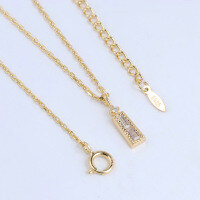 wholesale S925 gold-plated silver winter limited T-square white zircon simple OL women's necklace, lightweight luxury temperament collar necklace-T Square Geometric Clavicle Necklace 925 Silver