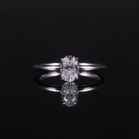 wholesale S925 Sterling Silver High-End 1ct Zircon Four-Prong Eagle Claw Single Stone Engagement Ring with Zircon-Oval Cubic Zirconia Ring  US Size 8