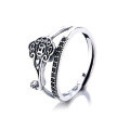 wholesale S925 Sterling Silver Double-Layer Ruyi Auspicious Cloud Antique-Style Openwork Ring with Zircon Inlay-0-4