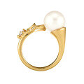wholesale S925 silver plated with 14K gold French vintage-inspired minimalist luxury pearl open ring-0-4
