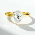18K Gold Plated S925 Silver D Color Moissanite Water Drop Ring-0-0