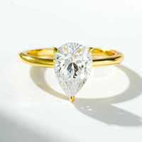 18K Gold Plated S925 Silver D Color Moissanite Water Drop Ring-Golden Zircon - CBJZ562  No. 7