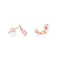 wholesale 18K Rose Gold and 9K Gold Plated Pink Ruby Ribbon Earrings with Zircon Studs for Women, Gift-0-3