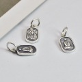 wholesale 925 Sterling Silver Simplified Buddha Pendant with Sanskrit Inscription on Back, Retro Ethnic Style Personalized DIY Charm-0-3