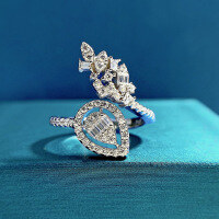 wholesale S925 Sterling Silver New Light Luxury Luxury Simulated Diamond European and American Open-End Ring Cross-Border Ins Style-K026 White Diamond Adjustable opening