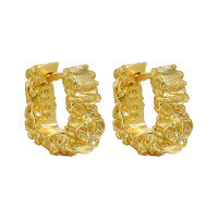 wholesale S925 Sterling Silver 731 Original Niche Design Minimalist Cold and Aloof Textured Lava Texture Irregular Ear Clips for Women-18K gold 925 silver