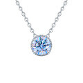 wholesale S925 Sterling Silver Plated Four-Prong Moissanite Necklace for Women, Round Micro-Set Pendant, Fashionable and Minimalist with a Touch of Luxury-0-4