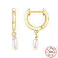 wholesale S925 Sterling Silver Geometric Octagonal Star Pearl and Diamond Accent Lock Drop Earrings-0-8