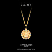 Sterling Silver Diamond-Inlaid Eight Treasures Compass Pendant Necklace-S925 Sterling Silver Gold  925 Silver