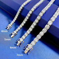 wholesale 925 Silver Jewelry New High Carbon Diamond Bracelet for Cross-Border Men and Women 4-5-6-7mm-B033 Bracelet 19cm [4.0mm]>925 Silver