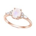 wholesale Rose gold S925 sterling silver inlaid with natural moonstone gemstone ring, fashionable and luxurious with a high-end elegant vibe-0-0