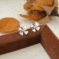 wholesale S925 Sterling Silver Four-Leaf Clover Ear Studs for Women, Small and Exquisite, Light Luxury, Fashionable Minimalist Style, Lucky Clover Earrings, Versatile Match-0-0