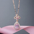 wholesale S925 silver rose gold-plated Korean fashion elegant and creative floral teardrop pendant necklace-0-5