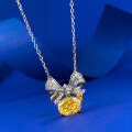 wholesale S925 Sterling Silver European & American Style Bow-Tie High Carbon Diamond 7*9mm Yellow Diamond Ice-Cut Pendant Necklace for Women Live Streaming Drop Shipping-0-1