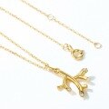 wholesale Gold Plated 925 Silver Minimalist Japanese Style Marine Life White Zircon Pendant Without Chain Women's Geometric Branch Necklace Wholesale-0-2