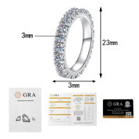S925 Sterling Silver Full Pavé Moissanite Unisex Diamond Band Ring-S925 Sterling Silver Moissanite (US Size)  Size 5 (2 Carats)