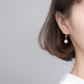 wholesale S925 silver earrings for women, Korean-style elegant synthetic pearl bead with diamond accents, fresh and delicate ear accessories G9282-0-3