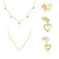 wholesale S925 Sterling Silver Sweet Heart Earrings For Women, Simple And Luxurious Zircon Studded, Fashionable And Versatile-Single five-piece set 925 silver