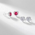 wholesale S925 Sterling Silver Cross-Border New Light Luxury Cultivated Ruby Heart Stud Earrings for Women, Wholesale and Customization-0-2
