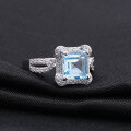 wholesale S925 Silver Luxury Fashion Natural Topaz Ring, Personalized High-End Square Natural Gemstone Ring-0-0