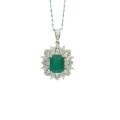 wholesale S925 Sterling Silver Cross-Border Emerald-Cut Collarbone Necklace with High-End Artificial Gemstone Pendant, Factory Direct-0-4