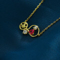 wholesale S925 silver gold-plated playful smiley heart-shaped zircon necklace/earrings cute bubbly limited new edition-0-2