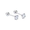 wholesale 925 Sterling Silver Zirconia Four-prong Bead Threaded Ear Stud For Women Screw Back Ear Cartilage Piercing Minimalist Fashion Earrings-0-0