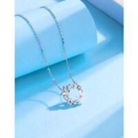 wholesale 925 Sterling Silver Butterfly Floral Wreath Necklace for Women, Light Luxury Niche Design Flower Collarbone Chain with a Sense of High-End Elegance-Necklace 925 Silver
