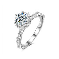 Sterling Silver Moissanite Princess Rose Ring, Luxe Bridal Bouquet Jewelry-1-carat moissanite (6.5mm)  No. 5