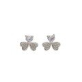 wholesale S925 Sterling Silver Fashion Love Heart Inlaid Zircon Clover Ear Studs Korean Style Sweet and Exquisite Earrings Wholesale Gift-0-4