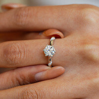 Sterling Silver S925 Moissanite Six-Prong Open Adjustable Ring Wedding Jewelry-1.5 carats (empty setting)  11 yards