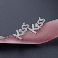 wholesale S925 Sterling Silver Kiss Letter Full Diamond Earrings Women'sIns Style Small Fashion Minimalist Earrings Drop Shipping-0-1